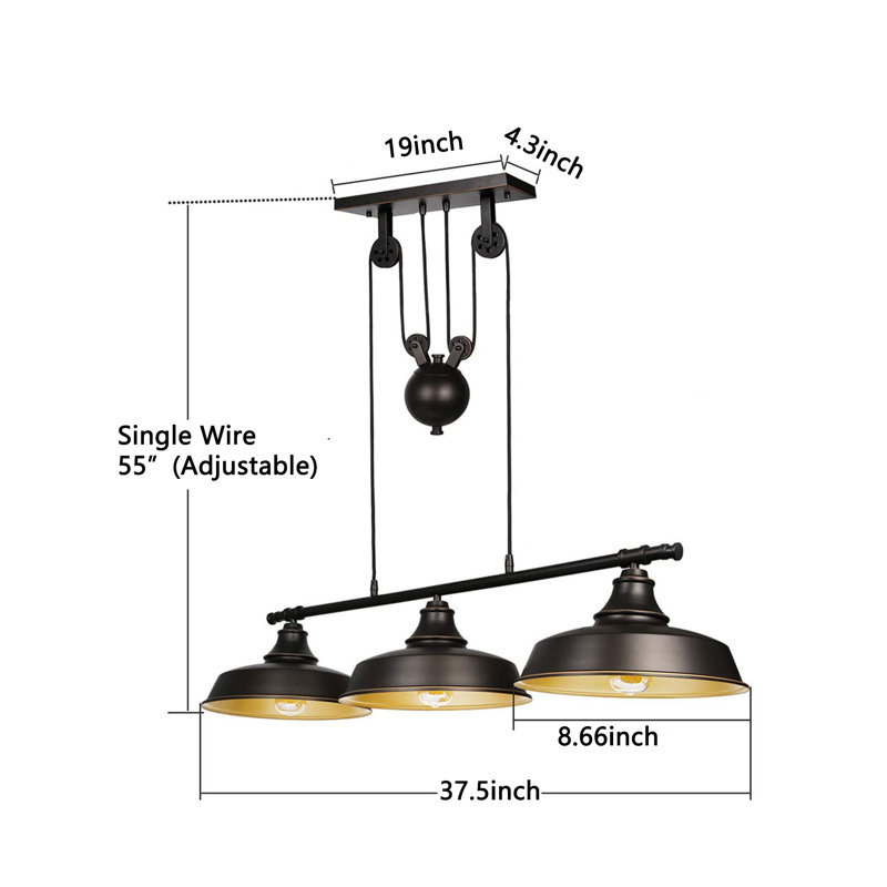 Williston Forge Vaquerano Light Black Kitchen Island Pendant